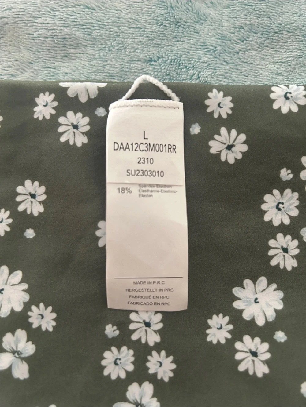 Swimsuit Bikini Set Cutout Mid Rise Olive Green White Daisy Floral Bathing Suit